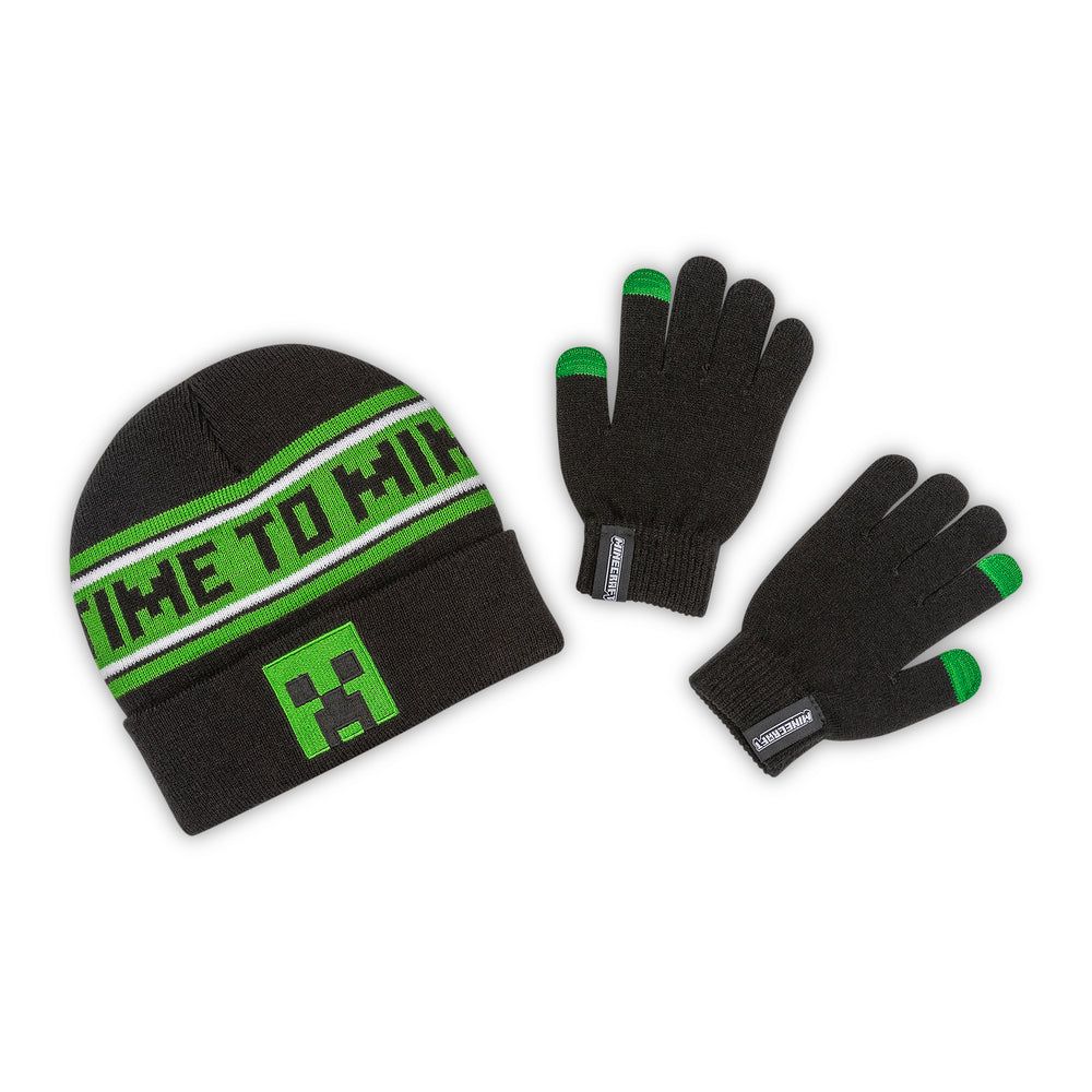 Set bonnet et gants enfant Minecraft Creeper 7-12 ans
