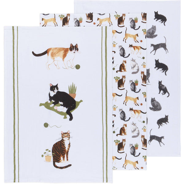 Juego de 3 paños de cocina con forma de gato