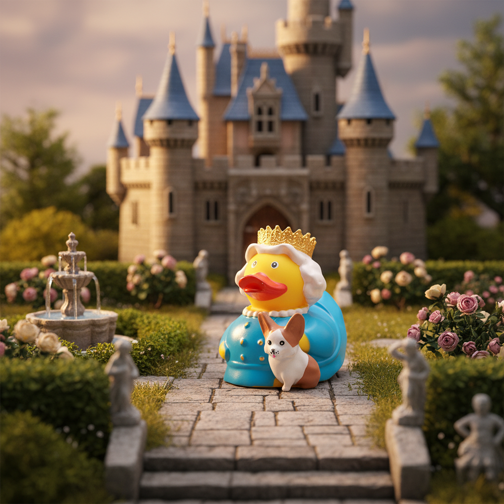 Canard Reine Elizabeth avec Corgi