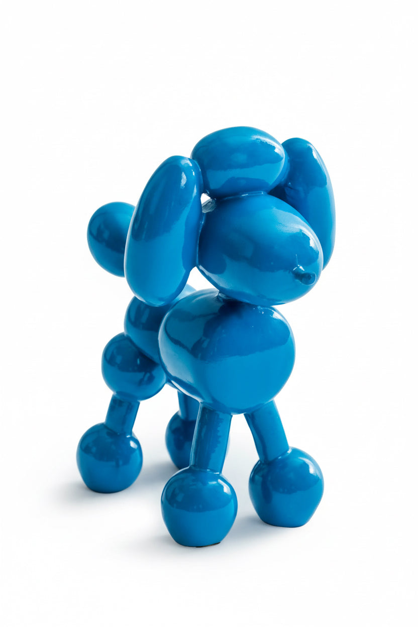 Figurine décorative Caniche ballon bleu
