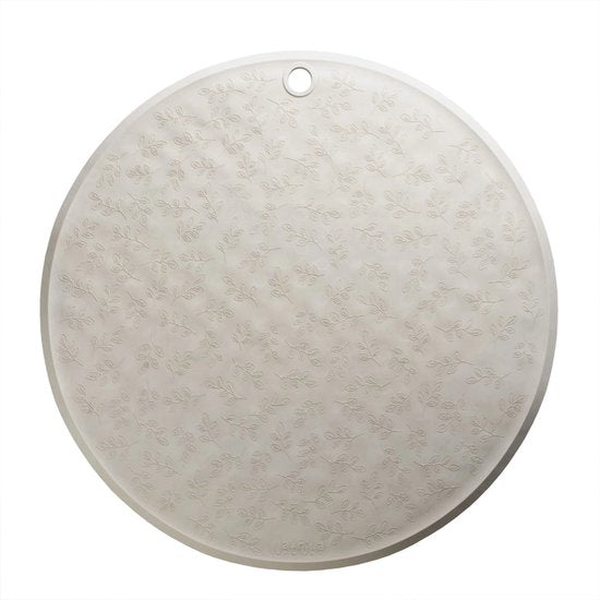 Tapis de bain rond Feuillage Gris - Natruba