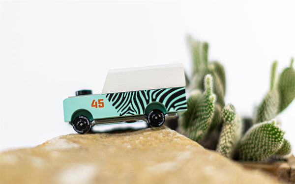 Coche de madera Candycar World: Mini Zebra Drifter