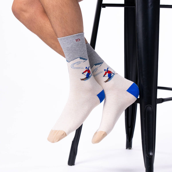 Calcetines de algodón peinado con estampado de esquiador