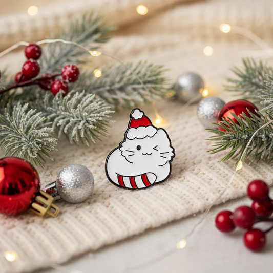 Pin de gato navideño