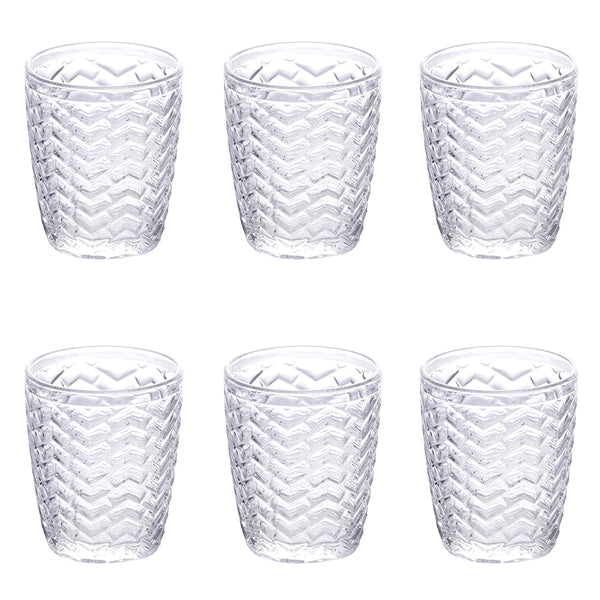 TWIST SET 6 WATER GLASSES TRANSPARENT COLOR 295ML - 5900635