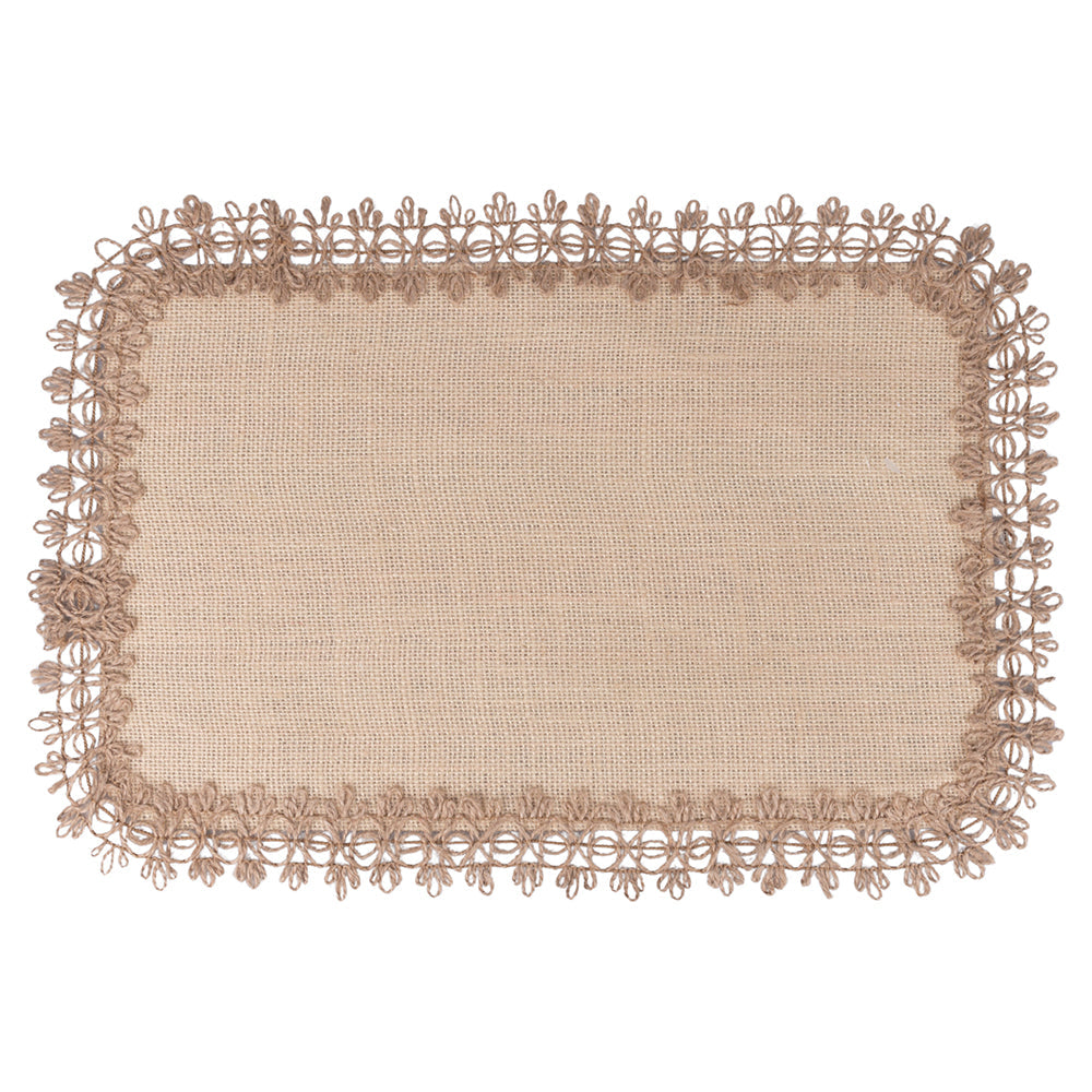JUTE RECT. PLACEMAT EMBROIDERED BORDER C - 5911184