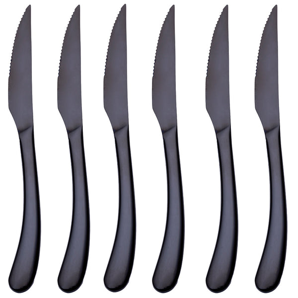 MONTECARLO SET 6 STEAK KNIVES BLACK SHINY - 5918608