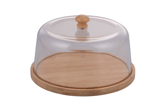 BAMBOO TRAY/GLASS BELL D.19,6CM - 5921320