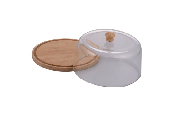 BAMBOO TRAY/GLASS BELL D.19,6CM - 5921320