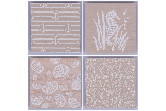 SET 4 COASTERS 4 ASS / WOOD - 5922316