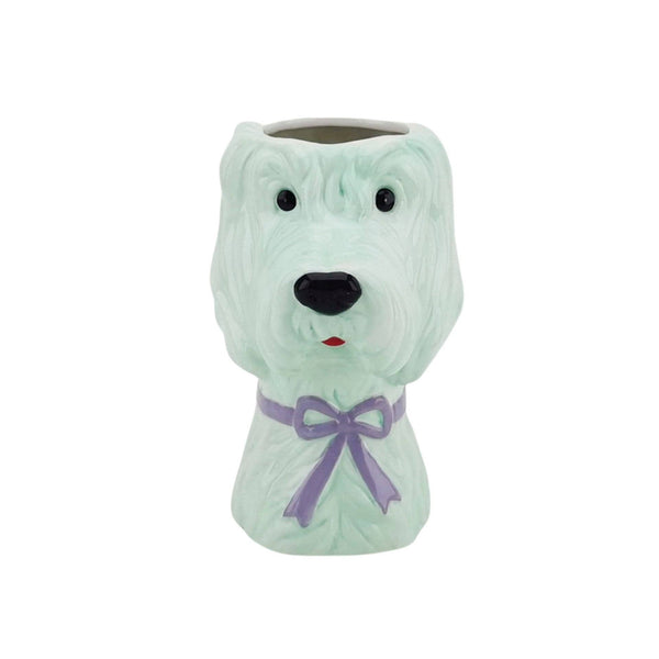 Vase - Vase à fleurs Chien - Menthe/ Lilas - 13x14x21cm