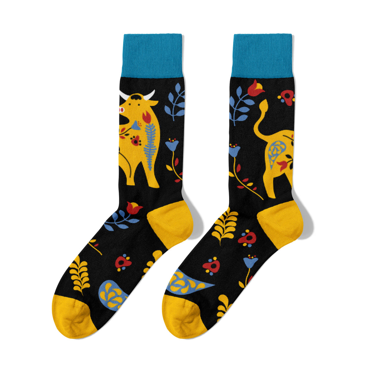 Chaussettes Souvenir Taureau Coton Bio Noires