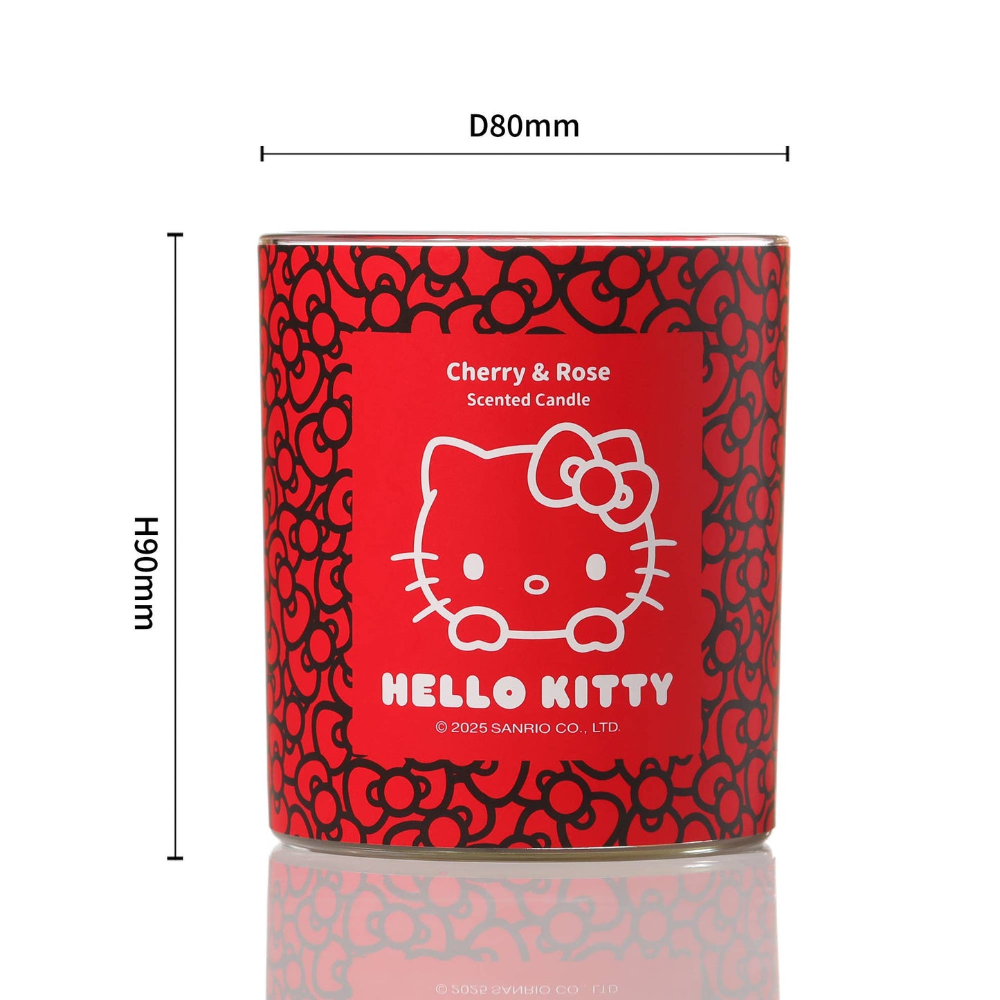 Vela roja con estampado original de Hello Kitty y aroma a cereza y rosa