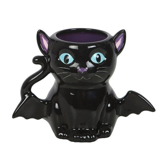Taza de gato murciélago gótico 3D