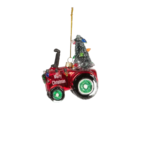Adorno navideño de tractor festivo