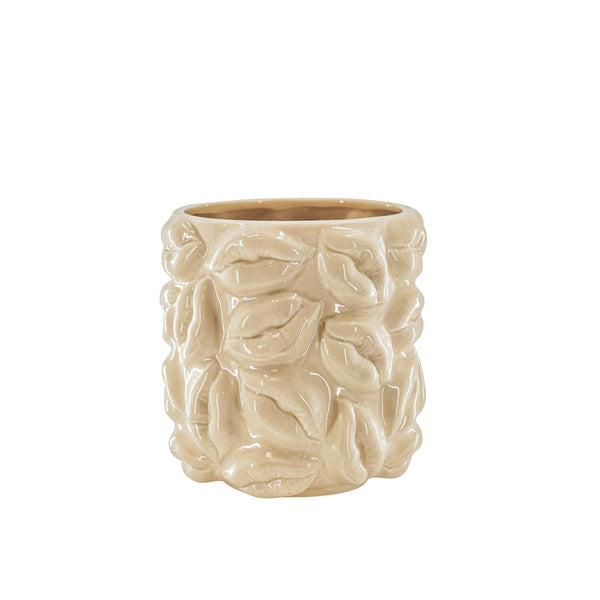 Maceta - Besos - Cerámica - Beige - 17,5 x 17,5 x 17,5 cm