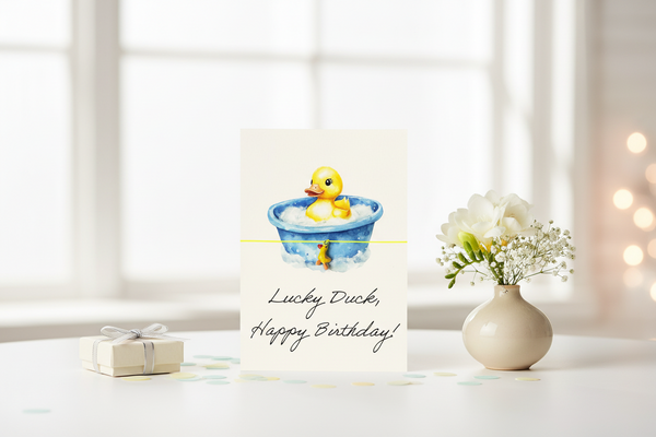 Biglietto con braccialetto Lucky Duck, buon compleanno!