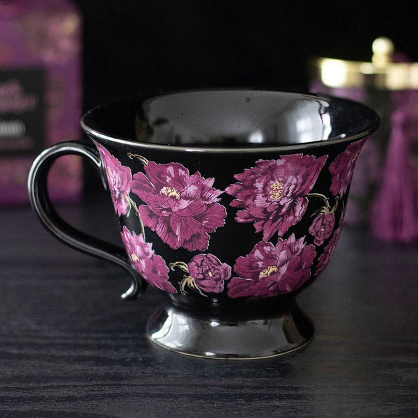 Taza de té con estampado floral Dark Romance