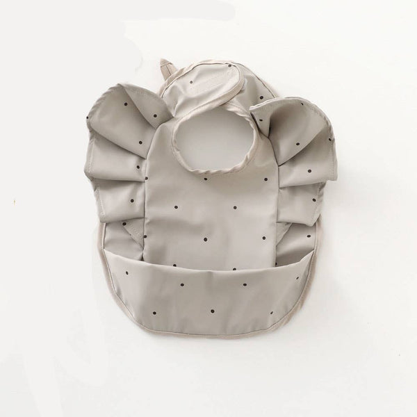 Bavoir à volants imperméable gris avec pois