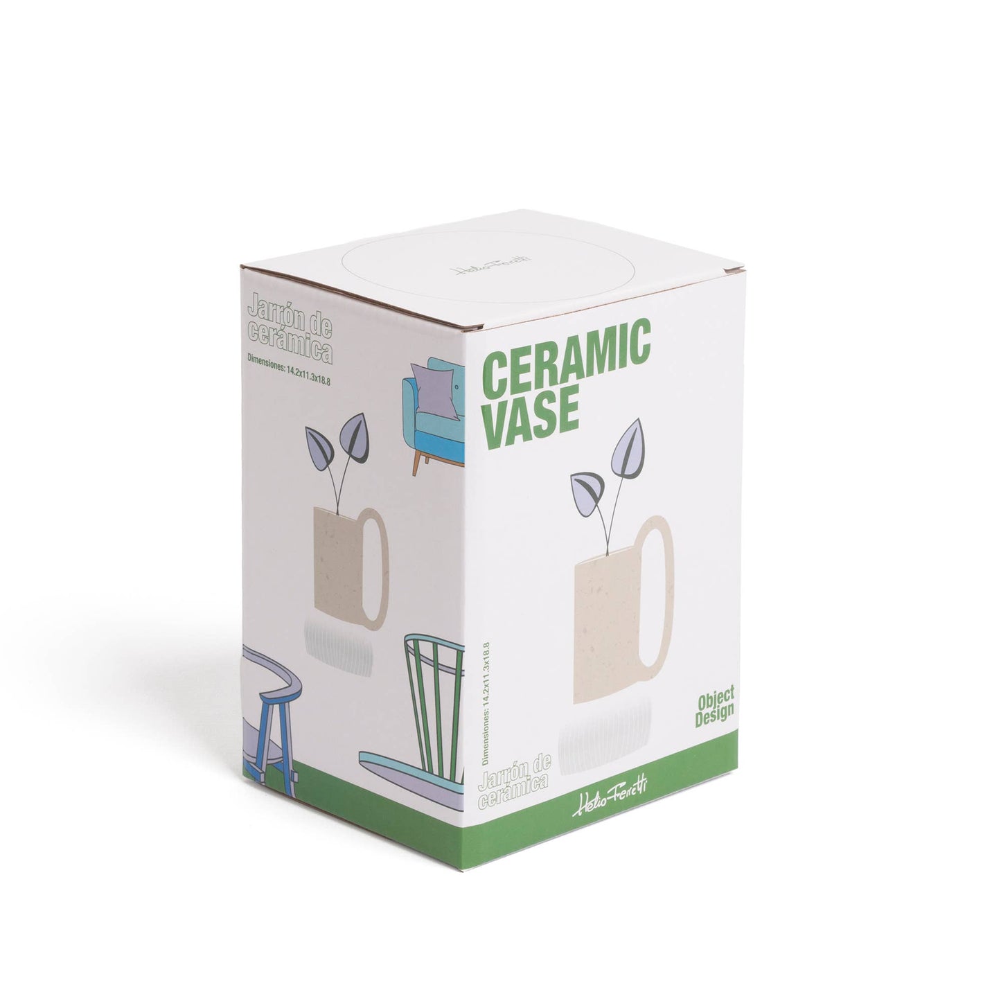 Vase en Céramique avec Base Naturelle Peint à la Main Helio Ferretti Vue 5