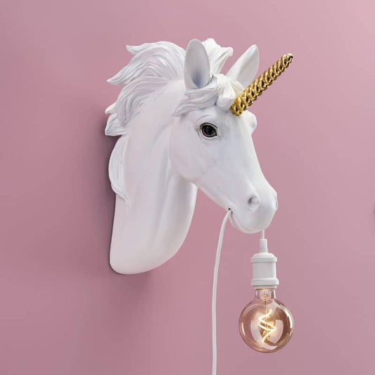 Applique murale Licorne Hugh Blanc-Or