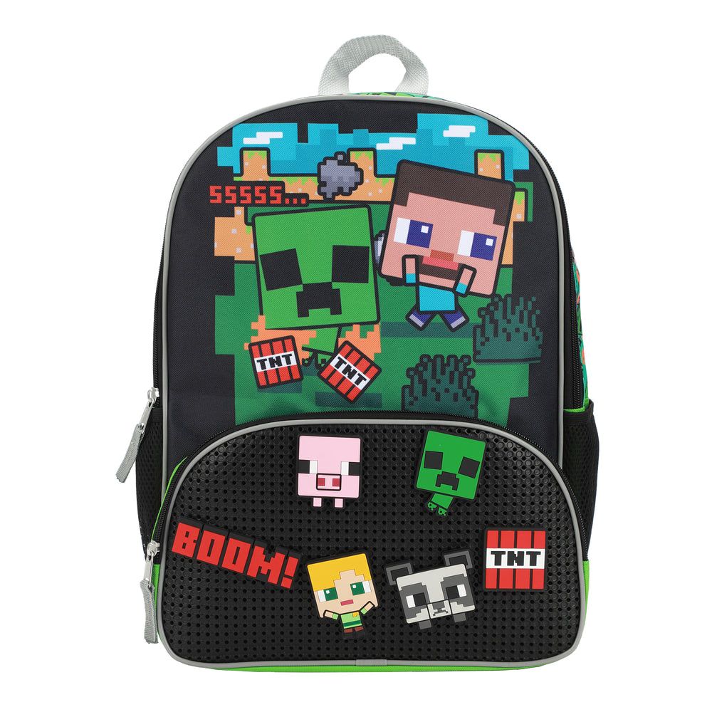 Sac à dos enfant Minecraft avec patchs icônes