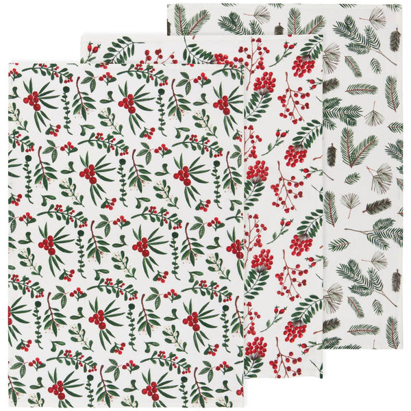 Lot de 3 torchons de Noël Winterberry Bakers Floursack