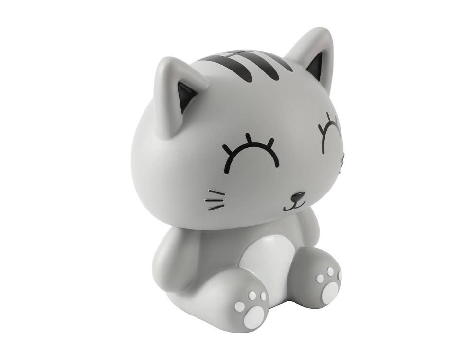巨大な猫の形をした貯金箱(グレー)