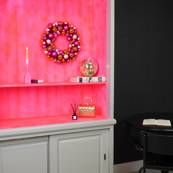 Couronne de Noël - Boules de Noël - Rose/Orange