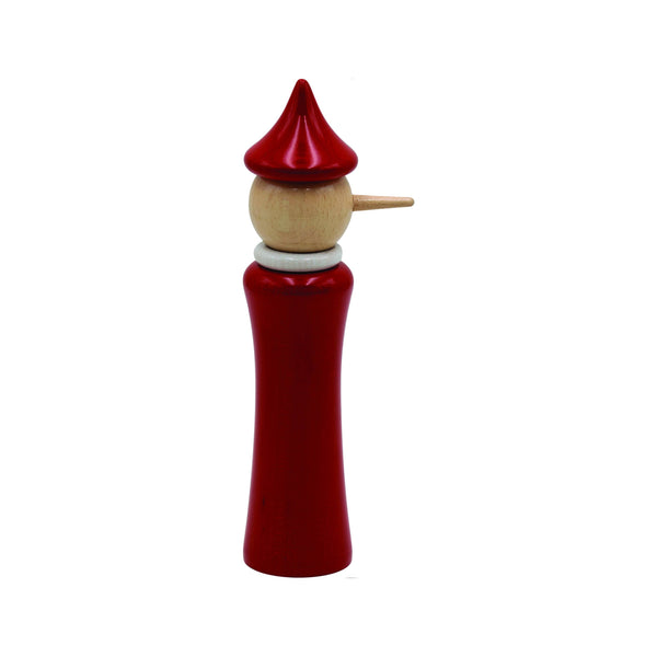 Moulin à épices "Pinocchio" en hêtre laqué rouge/blanc