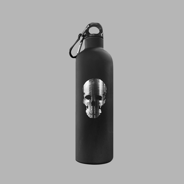 Botella de calavera negra