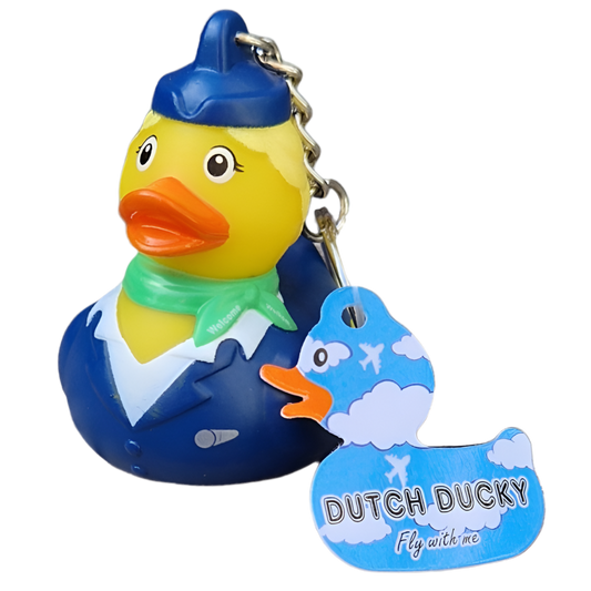 Blonde Flight Attendant Duck Keychain