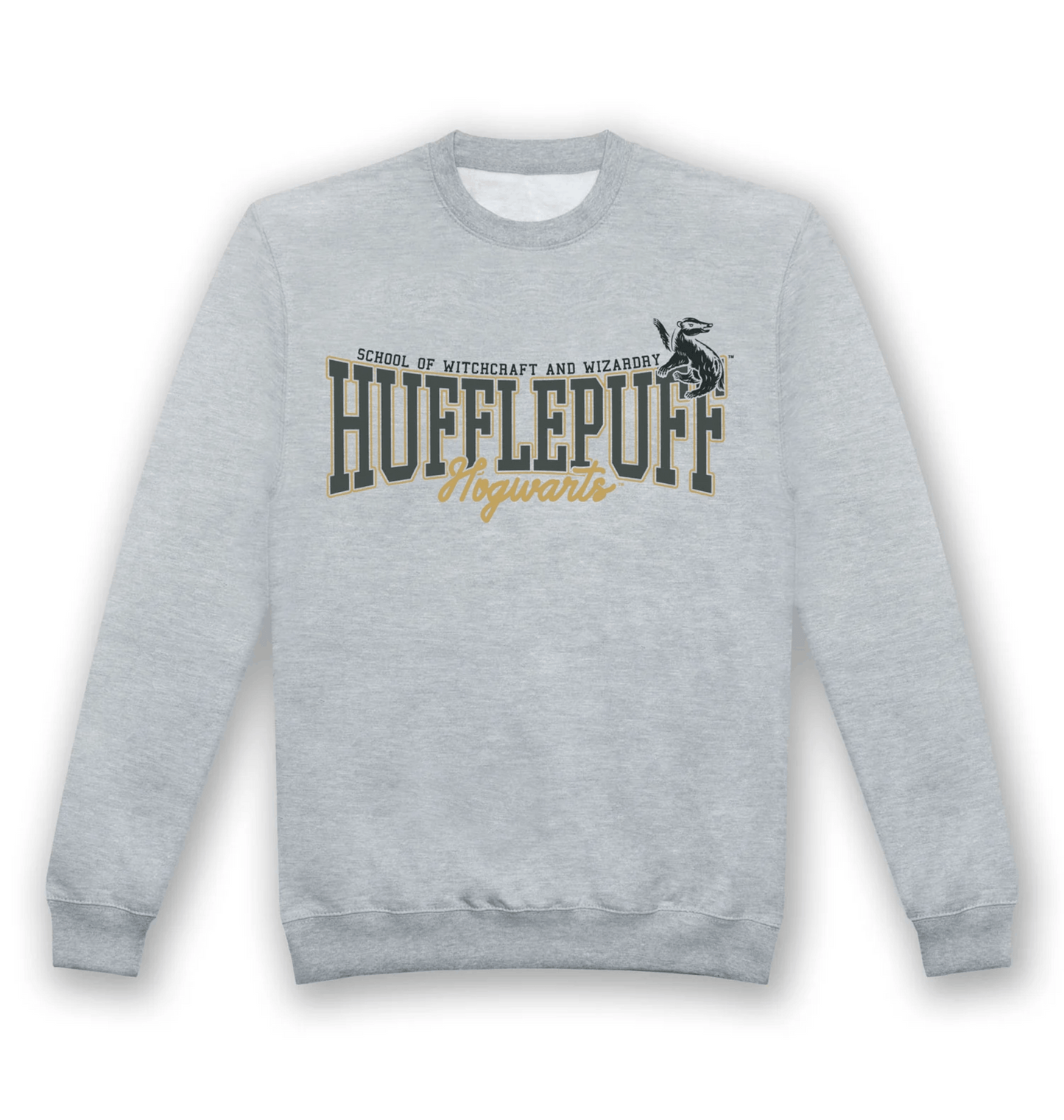 Sweat adulte Harry Potter Poufsouffle Collegiate gris chiné