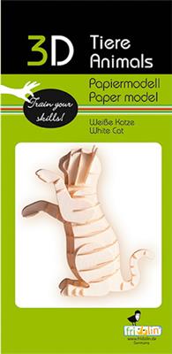Modèle En Papier 3D - Chat Blanc