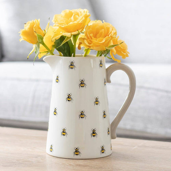Jarra de cerámica con motivo de abeja primaveral