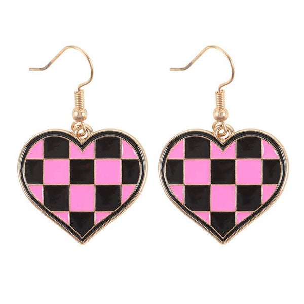 Pendientes de corazón a cuadros