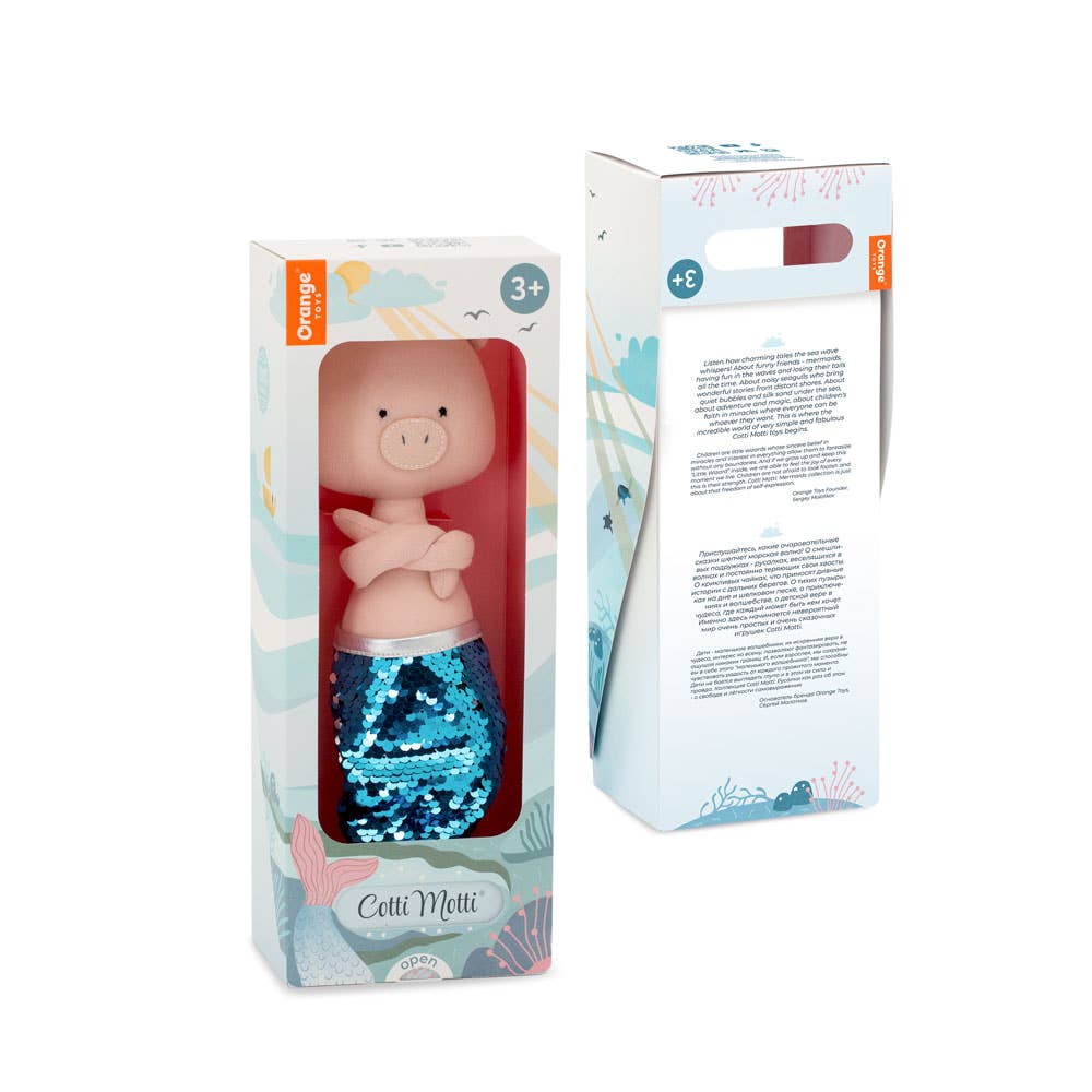 Peluche en coton, Nicky le cochon : Sirène-29cm-3+