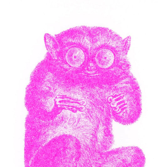 Postal de Tarsier rosa neón
