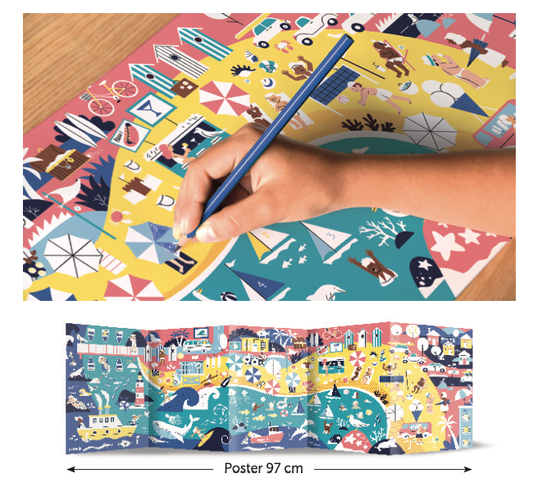 Página para colorear de panorama costero