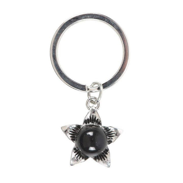 Porte-clés Belladone avec Obsidienne Noire