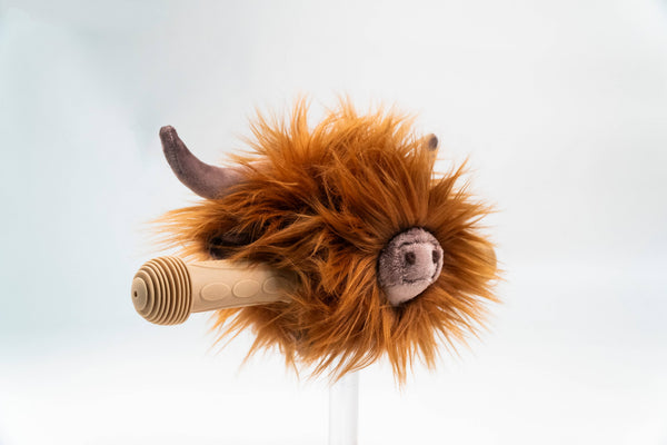 Accessoire tête de vache Highland pour guidon de vélo ou trottinette enfant - Wild & Soft