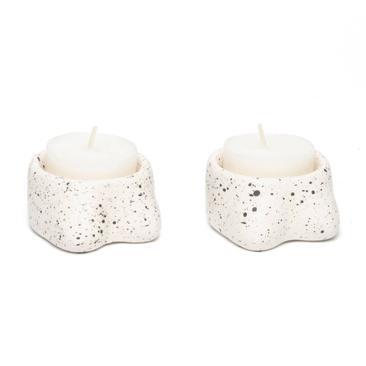 Lot de 2 Bougeoirs Tits Blancs Petite Taille Helio Ferretti Vue 2