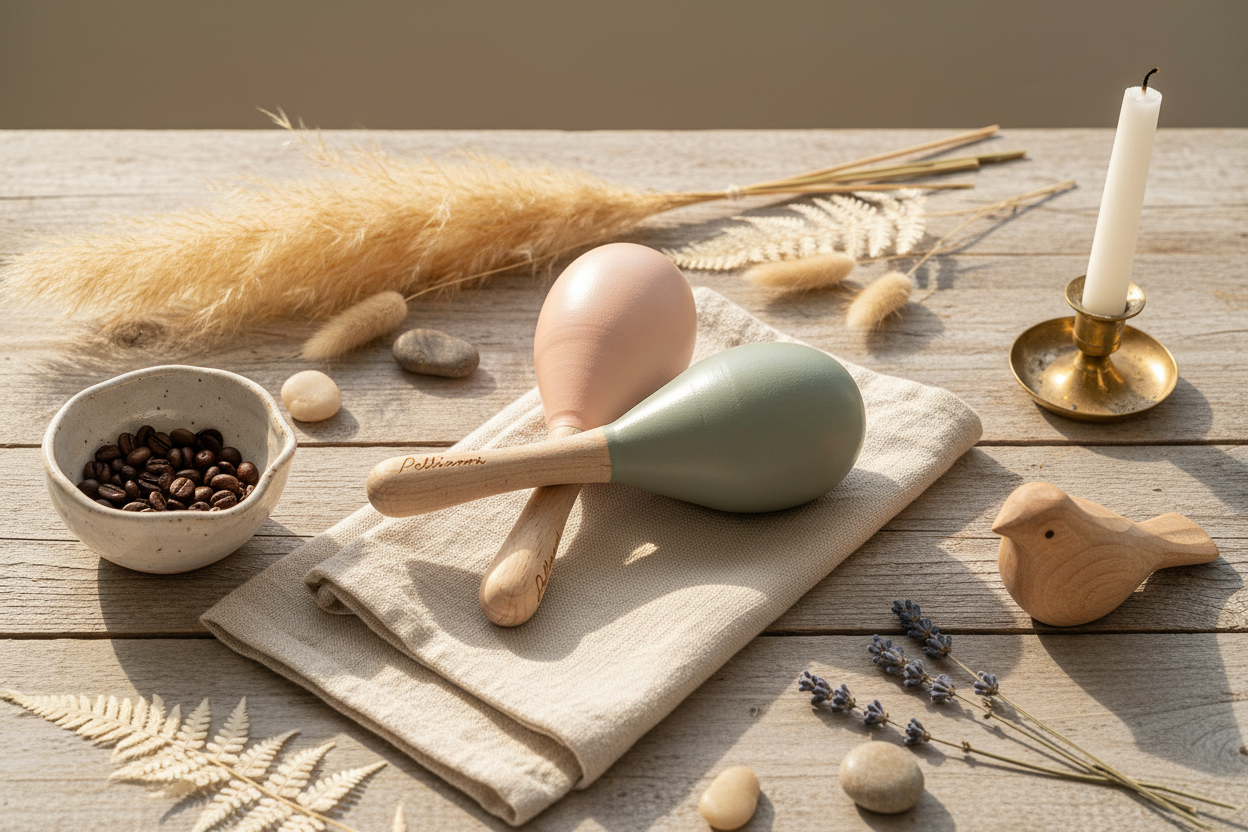 Maracas de madera pastel