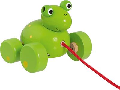 Animal à tirer: GRENOUILLE Frilo 8x9,5x8,5cm, bois, 1+