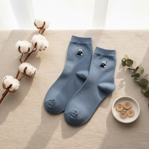 Calcetines de panda bordados