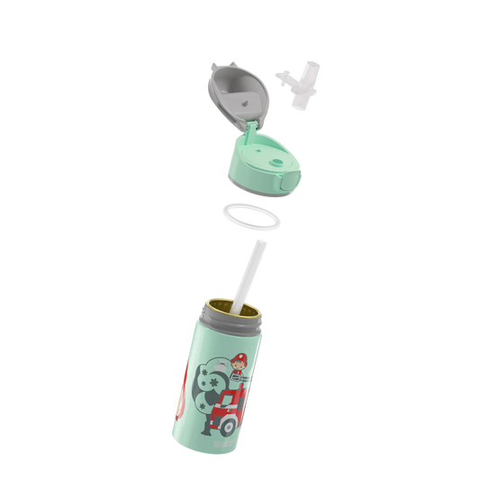 Botella de agua de aluminio Miracle Kids de 0,4 L con diseño de bombero
