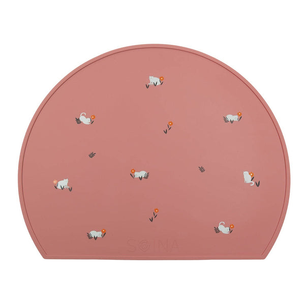 Siliconen placemat met kattenmotief - terracotta
