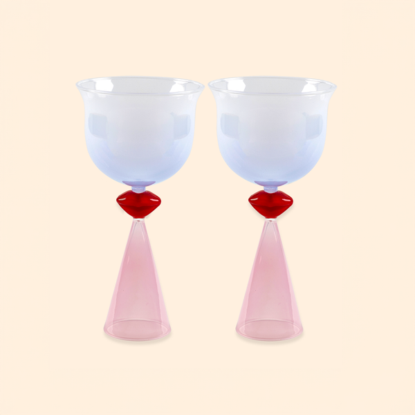 Copas de vino con tinte labial - Juego de 2