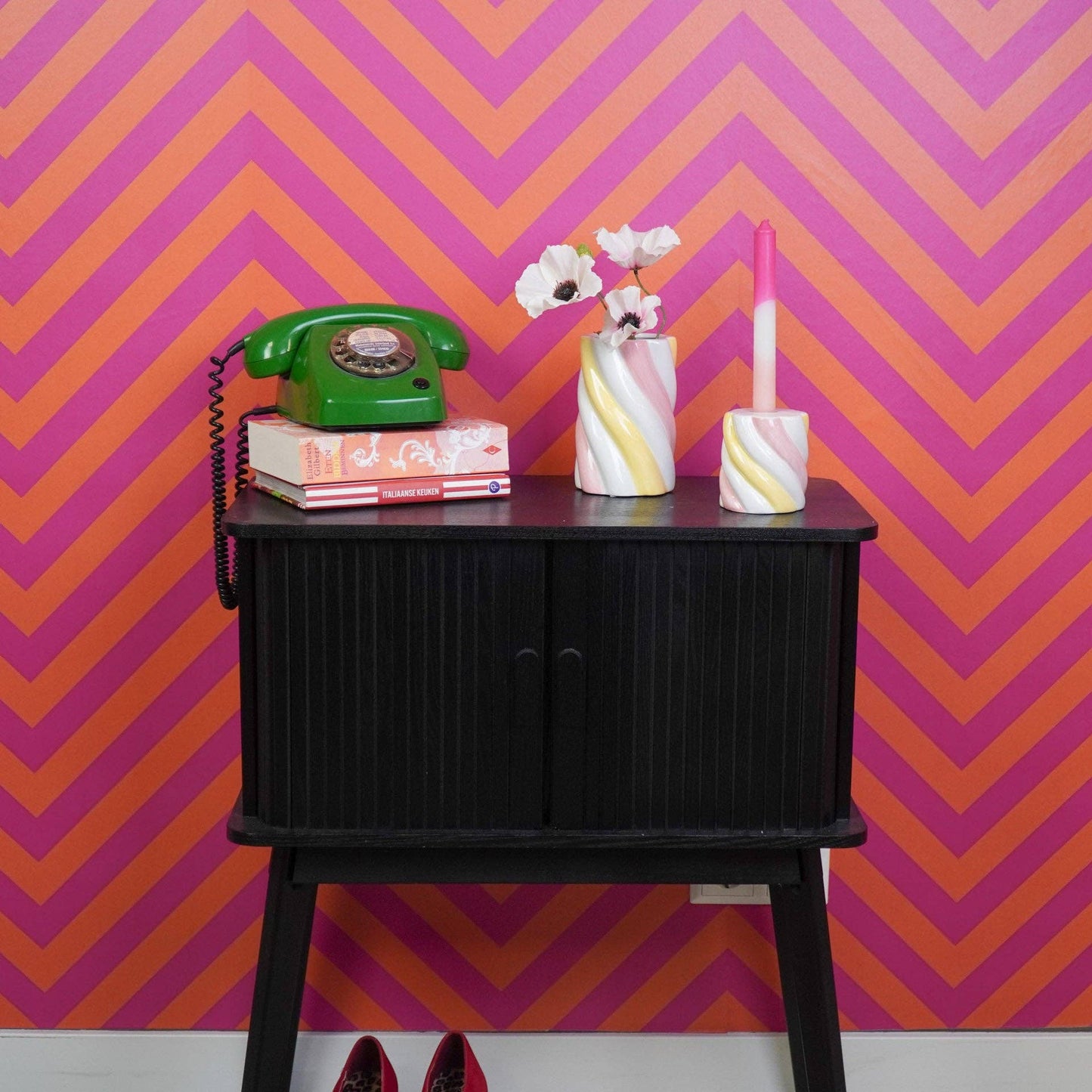 Vaso - Marshmallow - Amarelo/Rosa/Branco - 10x10x15cm