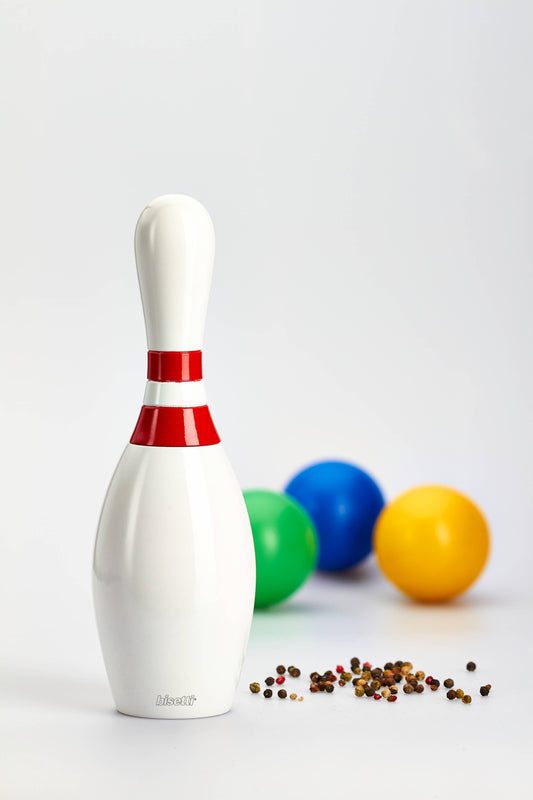 Moulin à épices « Bowling » en hêtre laqué blanc